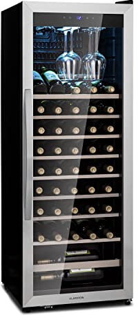 KLARSTEIN Vinoteca 46 Botellas, Nevera Vinos, Una Zona de Refrigeración, Nevera Expositora Vino y Cerveza, Vinoteca Interior y Exterior con Puerta de Cristal,Vino con Protección UV, 4-18°C