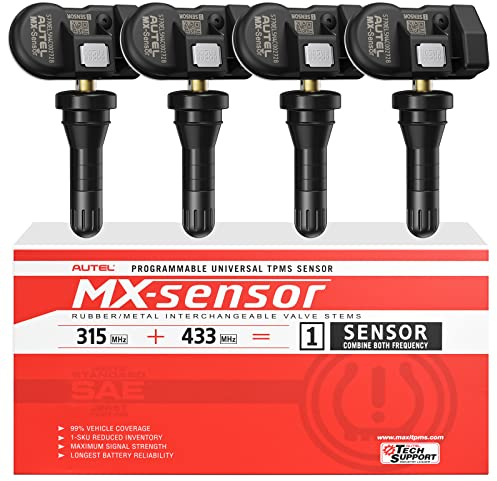 Autel MX-Sensor TPMS Tire Pressure Sensor, Press-in Rubber, Set of 4