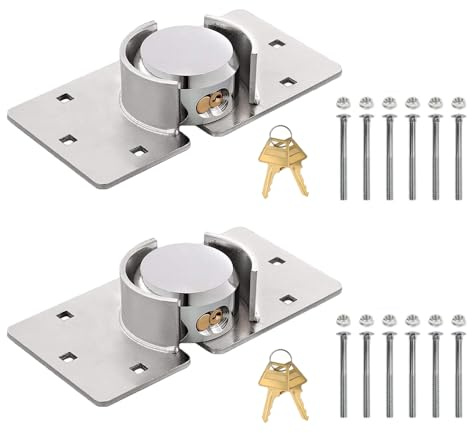 2 Pack Van Door Padlock Keyed Alike Heavy Duty Solid Steel Hasp 73MM Garage Shed Door Lock Security Padlock Nut with 4 Keys for Trucks, Gates, Vans | 73MM Solid Steel Hidden Shackle Padlock, Includes 4 Keys,12 bolts and nuts, for Garage, Shed, Vans, Trucks, Gates, Trailer
