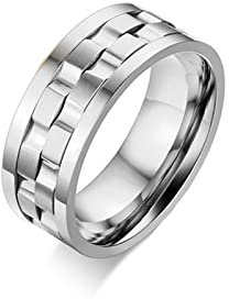 ANAZOZ Antistressringe Edelstahl, Edelstahlringe Damen Personalisiert größe 60 Gebürsteter Drehringe Breit 9mm