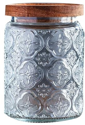 Glas Jar Vintage Glas Versiegelt Jar mit Deckel Haushalt Lebensmittelqualität Vorratsglas Kaffeebohnen Tee Blatt Jar Vorratsglas Begonie Blumenmuster Groß