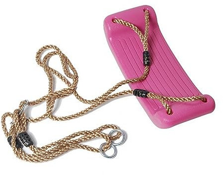 CHILDRENS PLASTIC SWING SEAT FOR KIDS CLIMBING FRAME DIY PLAYGROUND TREE HOUSE WITH ADJUSTABLE ROPES FOR SWING FRAME HANG ON TREE * FROM HAPPY PLAYGROUNDS (Pink)