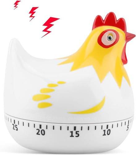 ZPSHYD Mechanischer Timer, 55mins Küchenwerkzeug Zeitgeber,Kreativer Countdown-Timer in Form Einer Henne für In Der Backen,Eier Kochen,Lernen(Weiss)