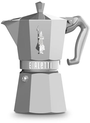 Bialetti Moka Exclusive, colore argento, per 6 tazze, per uso diretto sul fuoco, macchina per caffè espresso, moka