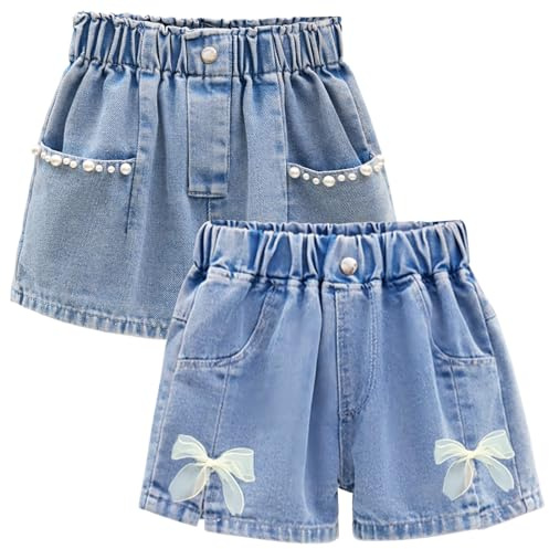 Amur Leopard Enfant Fille Shorts Jeans Ensemble de 2pcs Shorts en Denim Respirants Pantalons Courts Bermudas Été