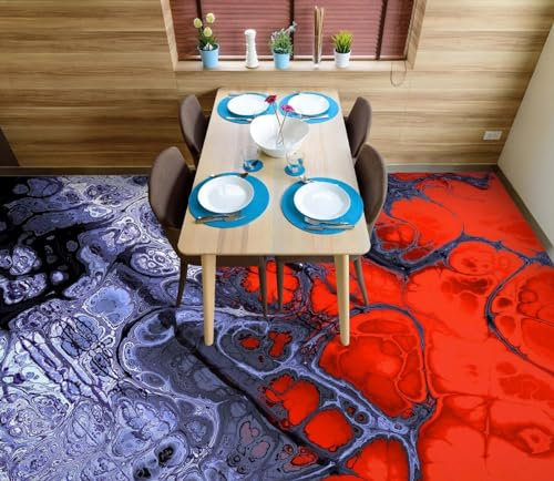 Benutzerdefinierte Selbstklebende Boden Wandtapete 3D-Textur in Rot, 430 x 300 cm Bodenfliesen Aufkleber Wohnzimmer Studie Pvc Wasserdicht Tragen 3D Bodenbelag Tapete