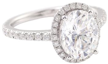 Epinki Echte Goldschmuck, Weißgold 9 Karat Ringe, Klassiker Hochzeitsring mit Oval 3ct Moissanit, Au750 Gold Verlobungsring Eheringe Gr.57 (18.1)