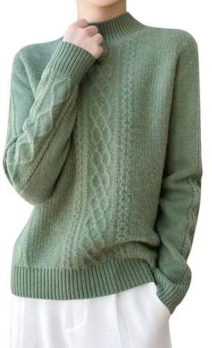 Polaire Femme Chic Et Elegant Pull Noël Femme Chic Sweatshirts Sweat Chaud Femme Pull Cachemire Femme Tricoté Sport Pull Jacquard Femme Pull Femme Coton Col Montant Pas Cher Vert XL