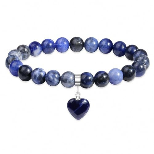 XIANNVXI Herz Armband Damen Stein Kristall Armband Perlen Armband 8mm Perlenarmband Freundin Armband Schmuck Geburtstagsgeschenk Weihnachtsgeschenke für Frauen
