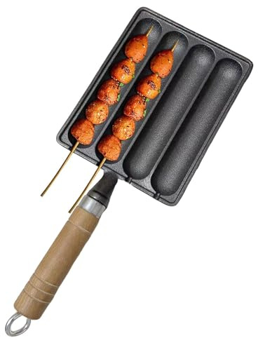 Poêle à saucisses au charbon de bois - Poêle à saucisse en fonte - Poêle pour saucisse grillée préépicée - Plateau vertical en céramique avec couvercle - Casserole pour saucisse grillée préépicée pour