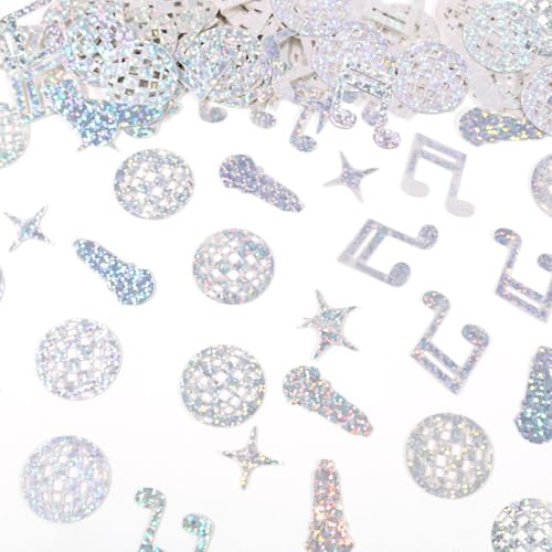 240 Pezzi Coriandoli da Tavolo da Discoteca, Coriandoli da Tavolo Glitterati Palla da Discoteca Nota Musicale Microfono Stella Coriandoli per Feste a Tema Discoteca