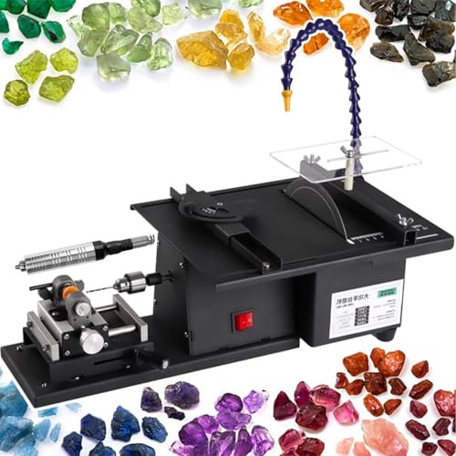 Lucidatrice per gioielli da 850W, sega da tavolo, tornio da banco e attrezzatura per rettifica,profondità taglio 45mm/taglio angolare 0-90°/superficie di lavoro 50×25 cm, con albero flessibile