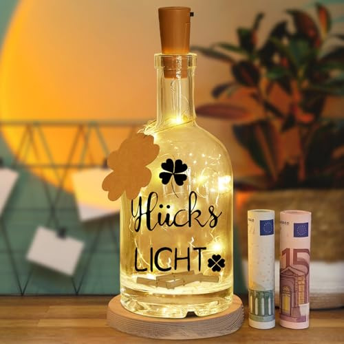 JOKILY LED Light Up Bottle with Saying Lucky Light Up Bottle Decorative Bottle with Cork Stopper Courage Gift for Girlfriend Birthday Gift for Girlfriend Wife