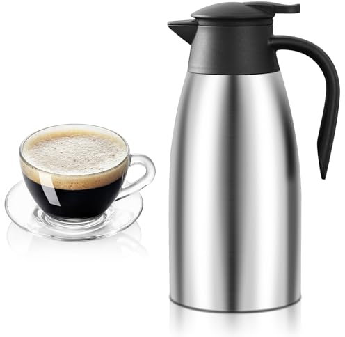 2 L Carafe à Café Thermique en Acier Inoxydable, Pichet Isotherme Sous Vide pour Usage Domestique
