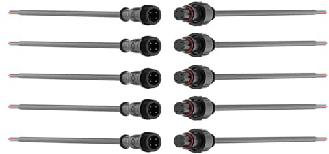 HUAZIZ 5 paia Connettore Fili Elettrici Impermeabile, Maschio Femmina LED Connettore, Connettori Impermeabili con Cavo di Prolunga 18AWG 20CM per Luci di Striscia a LED (4 Pin)