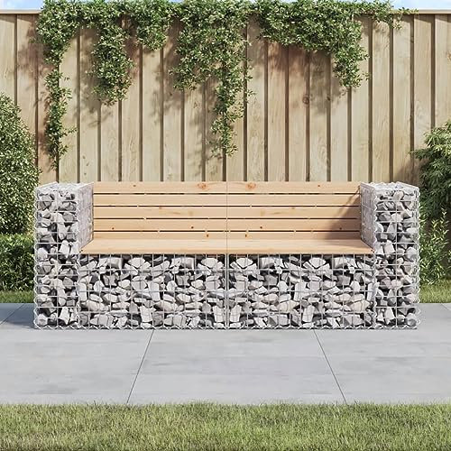 LLEZKBR Furniture Select Banc de jardin en pin massif Motif gabion 184 x 71 x 65,5 cm