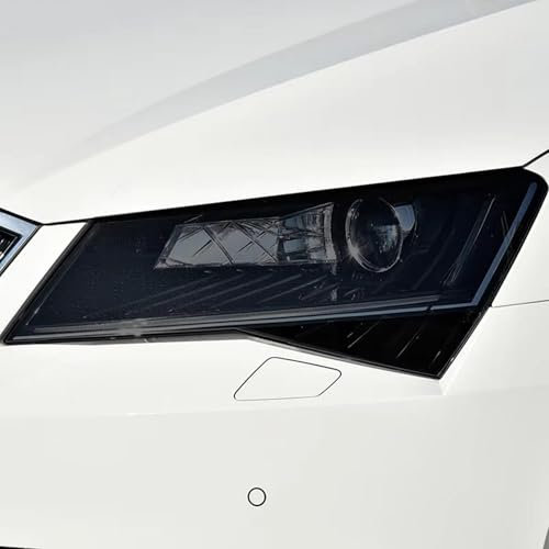 JYMALISA Película protectora de faros de coche Envoltura de tinte negro ahumado Vinilo TPU transparente Pegatina, para Skoda Superb 3 3V B8 2015-2021
