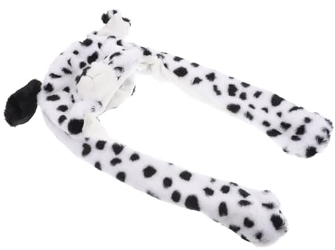 IMIKEYA Dalmatiner Mütze Mit Beweglichen Ohren Kuschelige Fleece Wintermütze Und Schal Multifunktionale Hunde Party Beanie Windschutzwarm Für Kinder Und Erwachsene