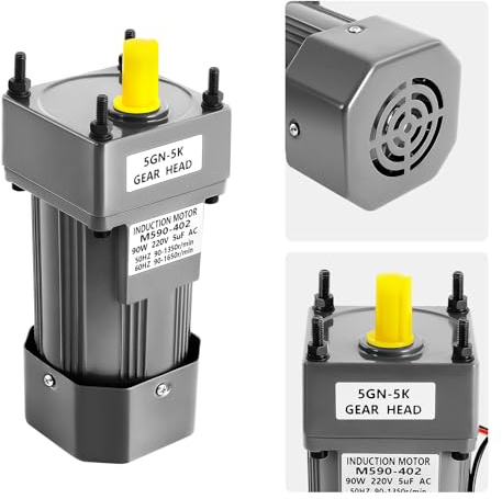 Fridgestea 90W Getriebemotor Kit mit Drehzahlregler, AC220V Industriemotor mit 0-90U/min,1:5(5K) Elektromotor mit Anzeigelampe für Verpackung/Maschinenbau/Schnitzmaschine