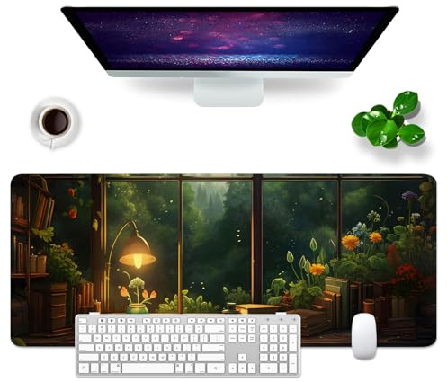 WYDUCVI Green Mouse Mat Large Gaming Mouse Mat XL Desk Mat 31.5x11.8x0.12 inch Keyboard Mouse Pad (Desk Mat-05)