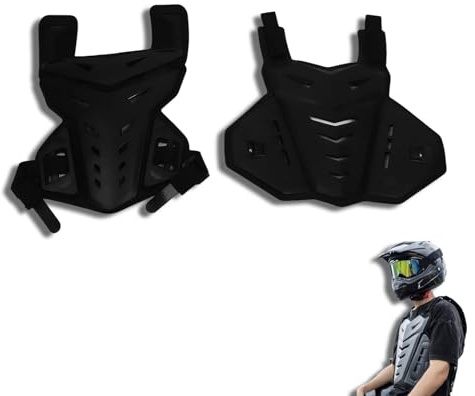 Chaleco Protector Corporal para Armadura de Motocicleta, Protector de Pecho Ajustable para Pecho de Motocross para Hombres Adultos Ligeros para Montar Deportes al Aire Libre (Black)