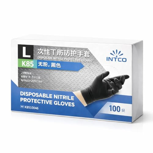 Disposable Nitrile Gloves 100 Pack – Mechanic & Food Safe Black Throwaway Gloves, Latex Free, Powder Free for Cooking, Cleaning & Automotive Use (Large)