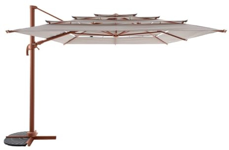 Hespéride - Parasol Déporté Rectangulaire Melhia Terracotta/Lin - 4 x 3 m - Aluminium Anti Rouille, Rotatif 360°, Inclinable - Pour Jardin, Terrasse