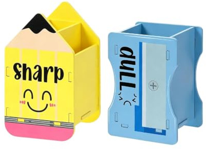 Pennhållare för klassrum 2 stycken trä mångsidig söt dispenser | Skrivbordspennhållare för lärare sekreterare rådgivare skola hem klassrum sovsal sjukhus bibliotek