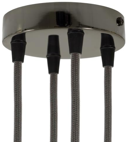 creative cables - Zylindrischer 4-Loch-Lampenbaldachin Kit aus Metall - Konisch, Schwarz Perle