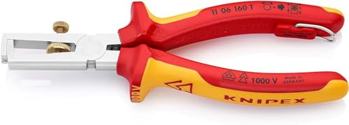 KNIPEX Abisolierzange mit Öffnungsfeder, VDE-geprüft; mit, 11 06 160 T BK | universal in Blister verchromt isoliert mit Mehrkomponenten-Hüllen
