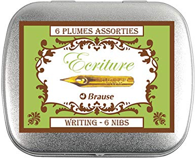 Brause 21002B - Set mit 6 Zeichenfedern aus Metall, ideal für Kalligraphie, (Inhalt: 2 x Cito-fein + 2 x Rose + 2 x Steno), 1 Set