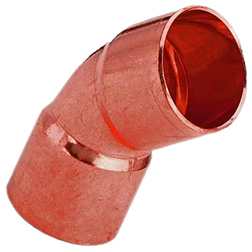 MegaHaustechnik Bogen 45 Grad 15x15 Lötfitting aus Kupfer für Rohr-Außendurchmesser 15mm zum Löten, Trinkwasser geeignet, Nr.5041