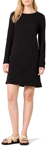 Amazon Essentials Women's Long Sleeve Crew Neck Fleece Jumper Dress, Black, XL