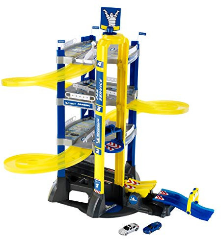Theo Klein 3400 Michelin Service Parkhaus mit 4 Ebenen | Parkgarage inkl. Autos, Wippe und Sprungschanze | Maße: 76,5 cm x 62 cm x 75,5 cm | Spielzeug für Kinder ab 3 Jahren