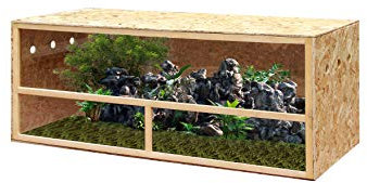 MYPETS - Holzterrarium 120 x 60 x 60 cm OSB Holz Seitenbelüftung mit Plexi-Glas - Terrarium für Schildkröten, Schnecken, Hamster, Schlangen, Rennmaus & Co - Nagarium aus Holz