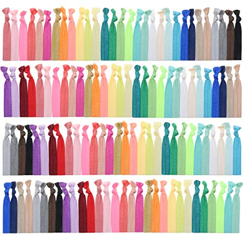 120 No Crease Ribbon Elastics Hair Ties Women Yoga Knotted Ponytail Holder Assorted Color