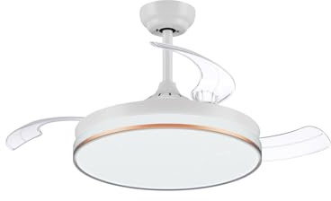 CJOY Deckenventilator mit Einziehbaren, 107cm Deckenventilator mit Beleuchtung, Deckenventilator mit versenkbar mit licht Dimmbarer, DC Umkehrbar Leise 3 Lüfterflügel Weiß