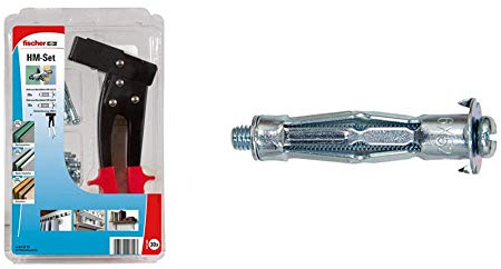 fischer Montage Set Hohlraumbefestigung, vorsortiertes Hohlraumdübelset, Befestigungs-Lösung mit 60 Dübeln & HM 4x45 S - Hohlraum-Metalldübel mit Schraube zum Befestigen von Bildern - 20 Stück