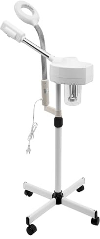 2 in1 Gesichtssauna Kombigert Vapozon Bedampfer Ozon Lupenleuchte Lupenlampe 3X-5X 750 W für Feuchtigkeitsspend und Hautpflege für Salon Spa