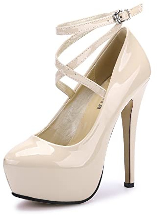 Womens High Heel Ankle Strap Platform Pump Wedding Evening Party Court Shoes