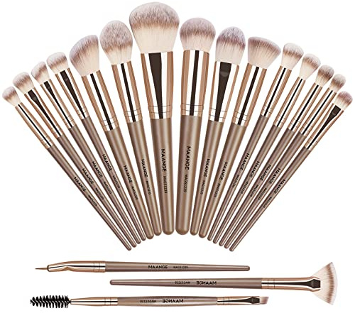 Make Up Brushes, MAANGE 18 Pcs Premium Synthetic Makeup Brushes Set Soft Foundation Powder Eyeliner Eye Shadow Makeup Brushes Professional (Champagne)