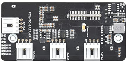 Waveshare PCIe to 4-Ch SATA 3.0 Expander 6Gpbs High-Speed SATA Interface Supports CM4