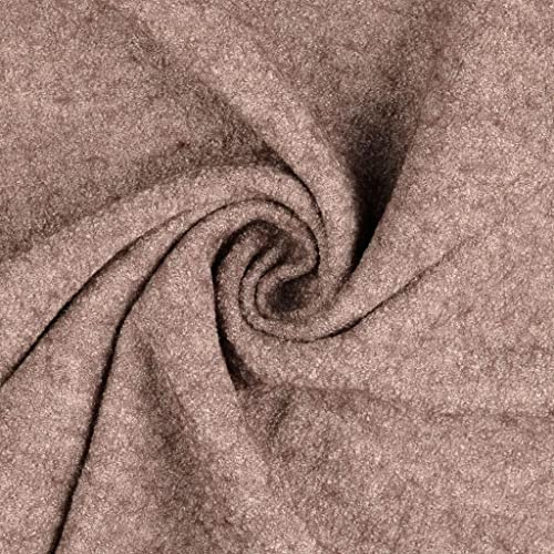 Wool Boucle-BEA-Viskose Wolle von Stofftreff Santi®-Mantel -und Kleiderstoff-ca. 142 cm breit-ca. 423 g/QM-Meterware-50 cm Schritte (Dunkelbeige-7005)