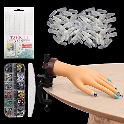 LIONVISON Übungshand für Nägel mit 200 Nageltips Flexibel Wiederverwendbar | Flexible Übungshand mit Austauschbaren Nageltips - für Nagelschulen und Modellagetraining