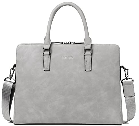 FSD.WG Business Bag Leder Messenger Bag Wasserabweisend Business Reise Aktentasche Handtasche Aktentasche für Herren, GRAU, Large