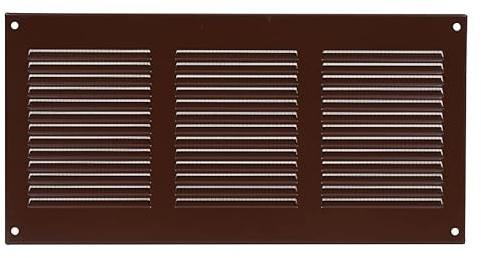 300x150mm Ventilationsgaller i Brunt Stål med Myggskydd - Metallgaller för Ventilation