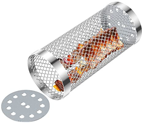 Panier Barbecue Roulant d'extérieur Panier à Griller Roulant Panier à rôtir en Acier Inoxydable Grill réutilisable Tambour à rôtir Panier à Griller Lavable