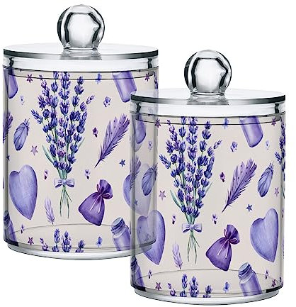 GAIREG Juego de 2 tarros de boticario de algodón de lavanda morada