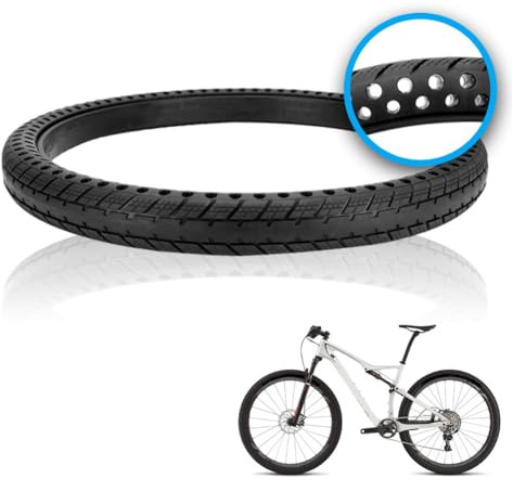 DRXRD 20 Zoll Fahrradreifen Rundes Loch Wabe Design 20x1.75/20x1.95 Fahrradmantel Pannensicherer Hochelastischer Vollgummireifen 20x1.75
