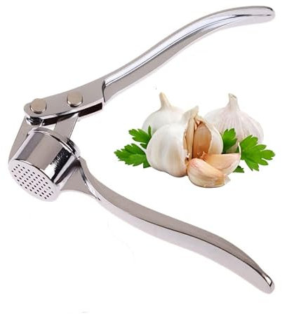 NZDFH Knoblauchpresse Edelstahl, Knoblauchschneider mit ergonomischem Griffe, Garlic Press Knoblauchpressen, Leicht zu pressen und zu reinigen, Spuelmaschinefest, idealer Kuechenhelfer, A